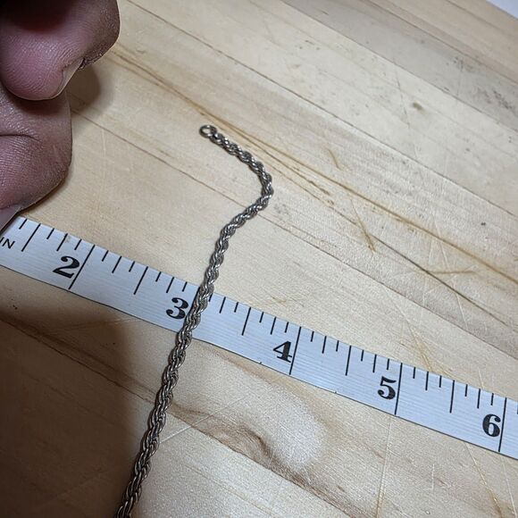 Sterling Silver 925 Twisted Rope Link Chain Bracelet 7 In. Long Weighs 5 Grams - Picture 5 of 6